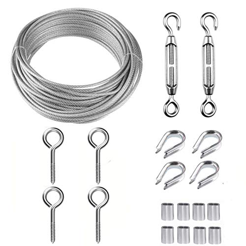TooTaci Wire Trellis Kit, 50ft 1/16" Vinyl Coated Stainless Steel Wire Rope - style: 15M/2mm Stainless Steel Cable