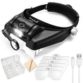Dilzekui Magnifying Glass with Light 1X-14X, Rechargeable Headset Magnifier - color: Black