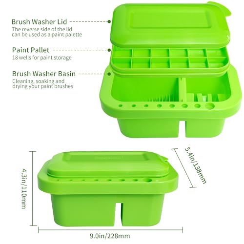 MyLifeUNIT Paint Brush Cleaner, Paint Brush Holder and Organizers with Palette for Acrylic, Watercolor, and Water-Based Paints (Lawn Green) - color: Lawn Green