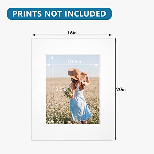 Somime 10 Pack White Acid Free Precut Picture Mats 16x20 for 11x14 Photos - size: white 10pc precut 16x20