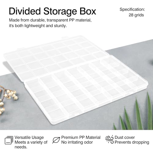 28 Grids Plastic Organizer Box with Dividers for Crafting, Storage Container for Beads & Charms & Accessories(2-Pack)