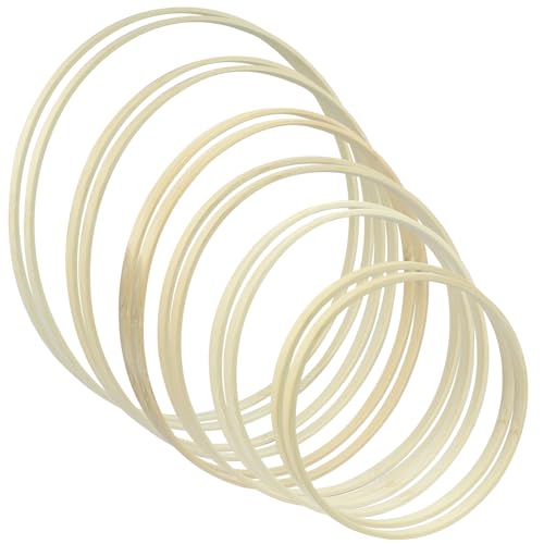 Unlorspy Wooden Bamboo Floral Hoops, 6 Sizes (6/7/8/9/10/12 inch) - size: 6/7/8/9/10/12 inch,12pcs