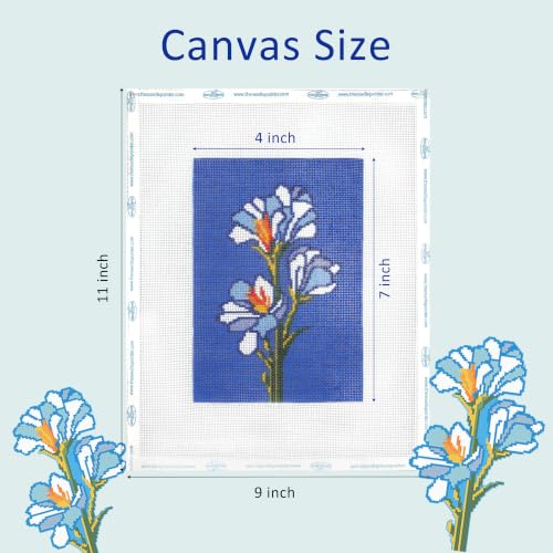 Howie's Needlepoint Flower Needlepoint Kits for Adults & Beginners, 18 Mesh Printed Needlepoint Canvas, Stamped Patterns Canvas Starter Kits(Freesia Refracta,7"x 5") - color: Freesia Refracta