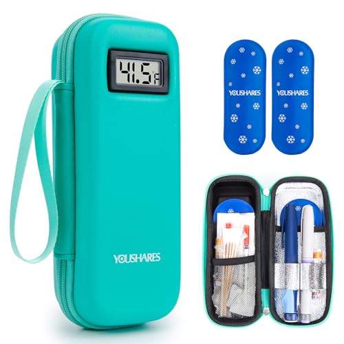 YOUSHARES Insulin Cooler Travel Case, Peptide Travel Case with Temp Display - color: 02 Green