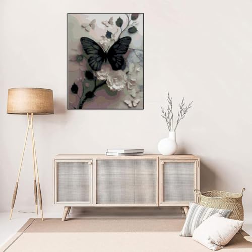 Butterfly Flower Stamped Cross Stitch Kits Flowers Cross Stitch Patterns,Dimensions Cross Stitch Kits Embroidery Kit Arts and Crafts for Beginners 15.7x11.8 inch - color: D010N