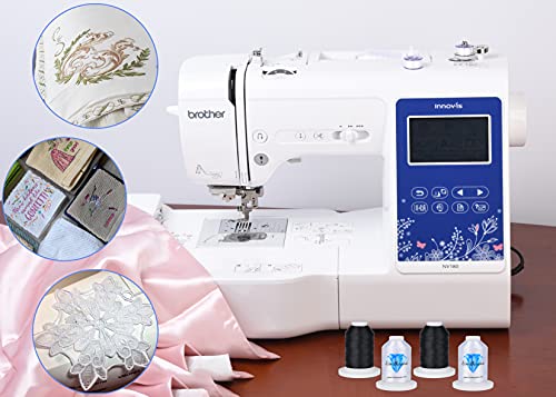 Simthread 40 Spools, 20 White + 20 Black, Polyester Embroidery Machine Thread 500M (550Y) for Brother, Babylock, Janome, Pfaff, Singer, Bernina Sewing and Embroidery Machines