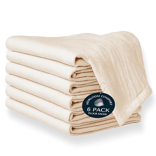 Flour Sack Towels 6 Pack Oversized, 28x28 Inch, 100% Cotton, Prewashed Soft, Lint-Free Lightweight Dish Towel for Baking, Wrapping Bread, Drying, Embroidery Projects - Natural - color: Natural, size: 28" x 28" - 6 Pack