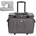 HOMEST Deluxe Sewing Machine Case with Wheels, Rolling Trolley Tote - color: Grey, size: Sewing Machine Bag Style W