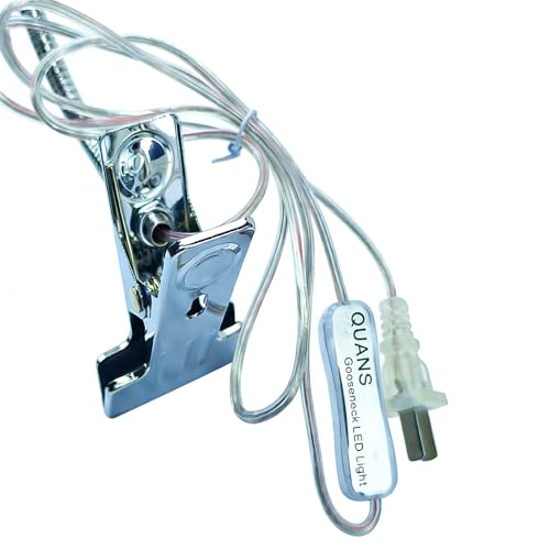 QUANS 5W High Power Clip-on Flexible Gooseneck Cool White LED Desk Light - color: Silver (Cool White) Non-Dim