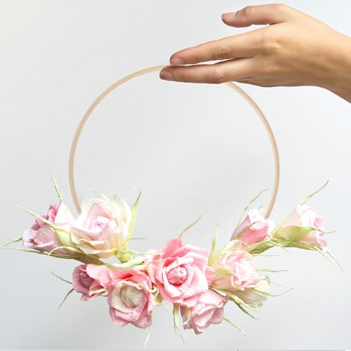 12 Pack Wooden Floral Hoops for Crafts, Wreath Rings in 6 Sizes (5, 6, 7, 8, 9, 10 Inch) - Macrame Rings for Wedding Wreath Decor and Wall Hanging