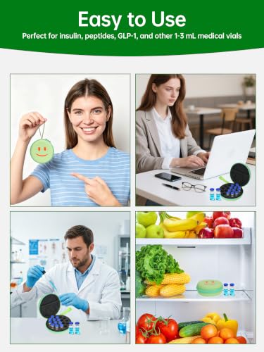 19-Slot Peptide Case for Fridge ＆Travel, Peptide Storage Case for 3ML Vials - color: Green