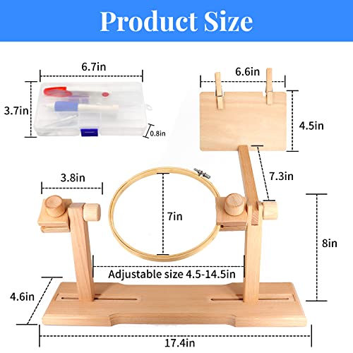 SolidGnik Embroidery Stand, Adjustable Embroidery Hoop Holder, Cross Stitch Stand with Embroidery Kit and 3PCS Embroidery Hoops
