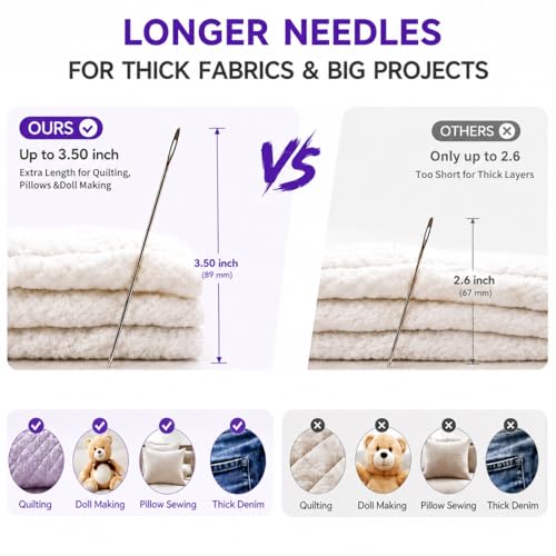 HTVRONT Sewing Needles 56 PCS, Large Eye Embroidery Needles for Hand Sewing - color: A-Silver 56PCS