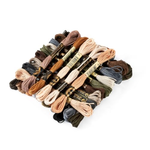 FASHEWELRY 24 Skeins Embroidery Floss Thread 1mm Cross Stitch Thread Yarn - color: 24 Colors-Brown, size: 1mm