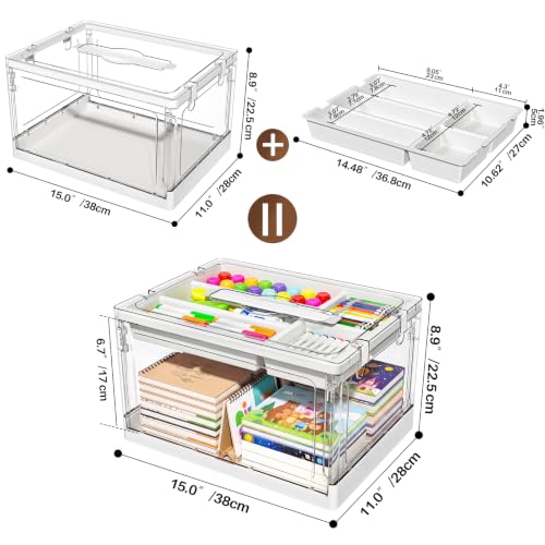 24QT 1Pack Craft Organizers and Storage with Tray, Craft Storage Box - size: 24QT 1-Pack