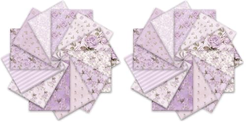 Whaline 12 Pcs Vintage Floral Cotton Fabric Bundles 18 x 22 Inch Retro Floral Fat Quarters Purple Flower Quilting Patchwork Sewing Fabrics for DIY Handmade Crafting Home Party Spring Decor (Pack of 2) - color: Purple, size: 18 x 22 inches (Pack of 2)