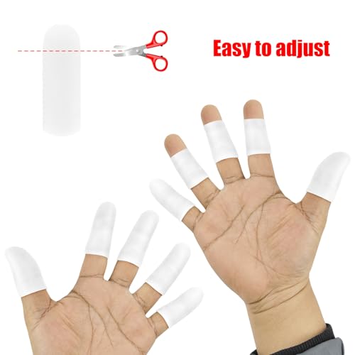 5 Pack Gel Finger Cots, White Fingertip Bandages, Silicone Finger Protectors, Finger Covers for Cracked Fingertip Treament, Finger Arthritis (5)