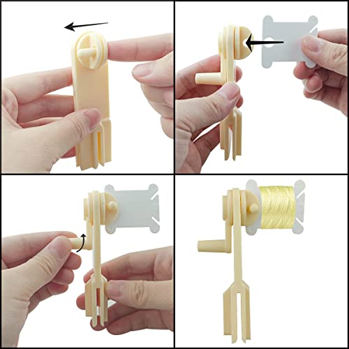 120 Pcs Plastic Floss Bobbins with 1 Pcs Bobbin Winder for Cross Stitch Cotton Thread Craft DIY Sewing Storage Thread Organizer Holder Embroidery DIY Cards (White) - color: Plastic Floss Bobbins + Bobbin Winder