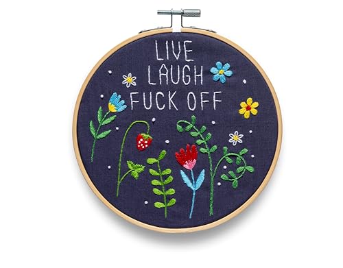 FUNATIC Live Laugh F Off Funny Embroidery Kit for Adults - color: Live Laugh F Off