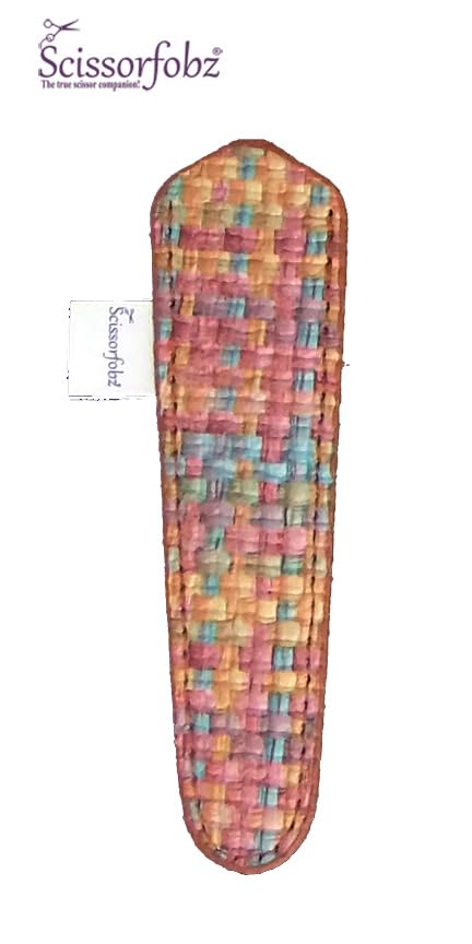 Designer Scissors Sheaths Shears Protective Covers-For Small Embroidery Scissors - Multicolor Embossed Basket Weave Design-#SS-260 - color: Multi Embossed Basket Weave, size: Single Small Size
