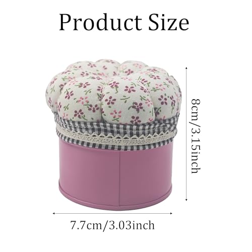 pson Pumpkin Shaped Pin Cushion with Storage Box, Cute Sewing Needle Holder for Quilting, DIY Crafts, Needlework, Sewing(Flowery) - color: White