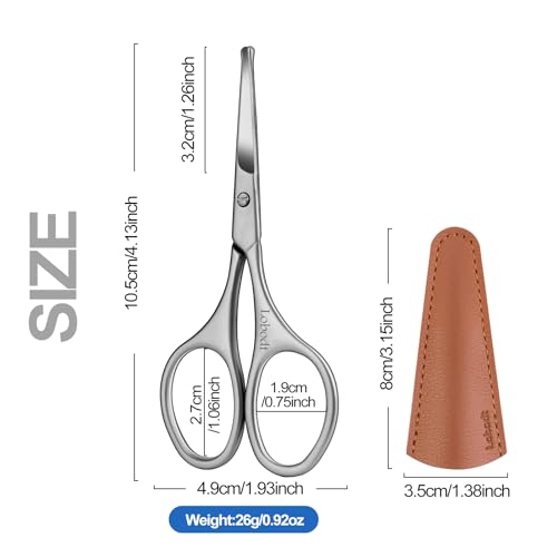 nose hair scissors, 4.1" safe round head design，matte silver - color: Matte Silver