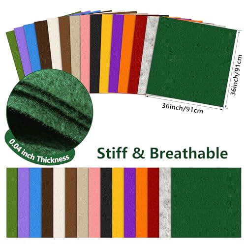 Hunter Green Stiff Felt Sheet 36'' X 36'', 1mm Large Felt Fabric Sheet - color: Pure Green