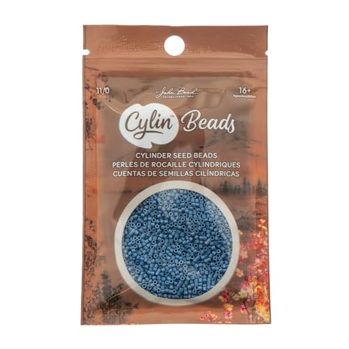 John Bead 25g Cylin Beads Opaque Denim Blue 11/0 Glass Cylindrical Seed Beads for Jewelry Bracelets Necklaces Earrings Making Embroidery - color: Denim Blue