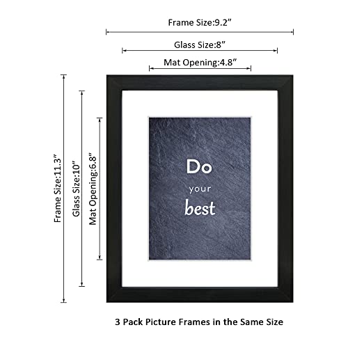 8x10 Picture Frame Set of 3 with Real Glass for Pictures 5x7 with Mat or 8x10 Without Mat, Wall Mounting or Tabletop display Photo Frames in Black - color: Black, size: 8x10(set of 3)