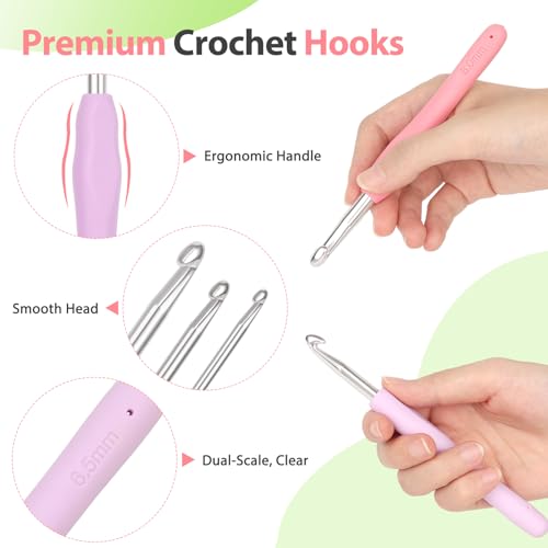 Coopay Crochet Hooks Set with Case,Crochet Hook Kit for Arthritic Hands - color: Crochet Hooks Set with Case