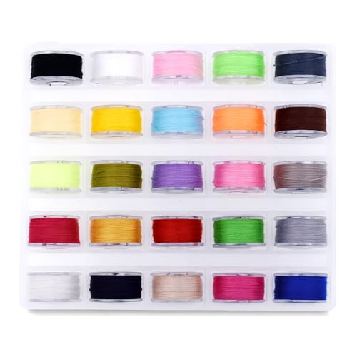 Mandala Crafts Assorted Color 15J SA156 Prefilled Bobbin Thread, 25 PCs - color: Assorted Color, size: Size A 25 X 88 Yards