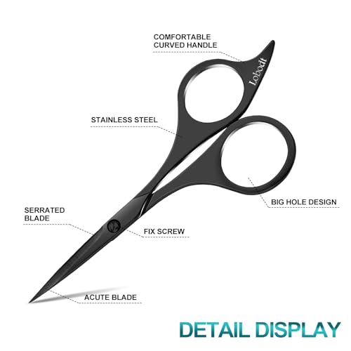 Pro Beard Scissors, 4.9", Stainless Steel, Pointed, Black - color: Black