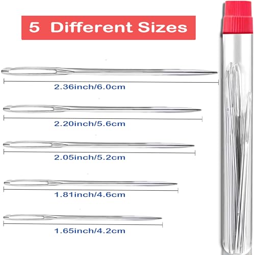 25 PCS Large Eye Sewing Needles, 5 Sizes Hand Sewing Needles, Including Embroidery - 25PCs with 2 Pcs Needle Threader and 1 Pcs Seam Ripper - color: 25 pack