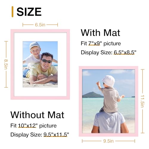 decorUhome 10x12 Picture Frame Fits 7x9 Photos with Mat, Pink - color: Pink, size: 10x12