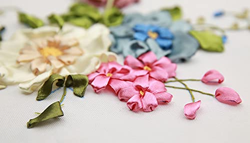 Gogobear Silk Ribbon Embroidery Spring Flower Blooming Kit DIY Wall Decor - color: 01