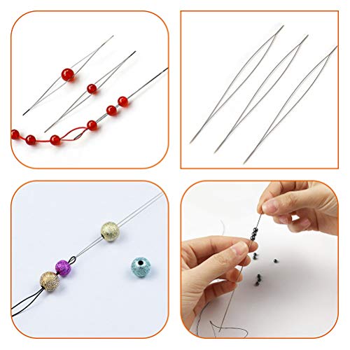 12pcs Seed Beads Needles Beading Embroidery Needles Big Eye Collapsible Beading Needles with Bottle for Jewelry Making