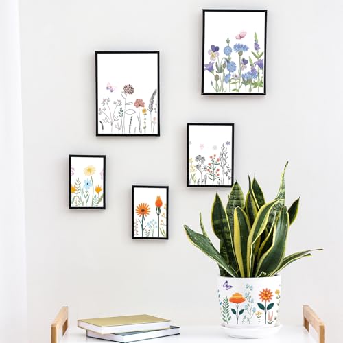 Flower Rub on Transfers for Crafts - 8 Sheets Vintage Wildflower Butterfly Rub on Transfers for Furniture Botanical Rub on Transfer Stickers Decal for Wood DIY Art Craft Office Home Decor - style: Wildflower