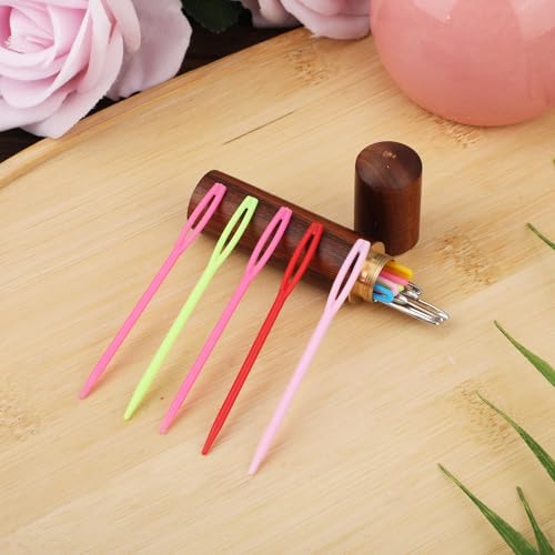19pcs Large Big Eye Sewing Needles, Plastic Aluminium Yarn Weaving Needle Colorful Darning Blunt Needles for Yarn 4 Sizes Embroidery Needles Tapestry Needle for Knitting Crochet Yarn Accessories