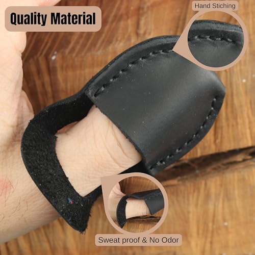 Toprank Leather Thumb Guard for Wood Carving - Premium Full Grain Leather Finger Protector, Handmade Carpenter Carving Kit Accessory (Black) - color: Black