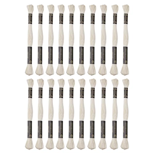 24 Skeins Embroidery Cotton Floss is 100% Egyptian Long Fiber Cotton of 8.75yds Each Cotton Cross Stitch Thread for Hand Embroidery DIY Creation and Friendship Bracelet String. (24, Beige) - color: Beige