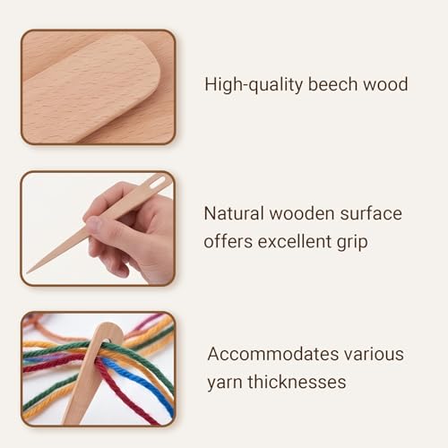 Weaving Needle 5Pcs DIY Wooden Big Eye Knitting Needles Tapestry Weaving Crafts Tools Wooden Big Eye Knitting Needles