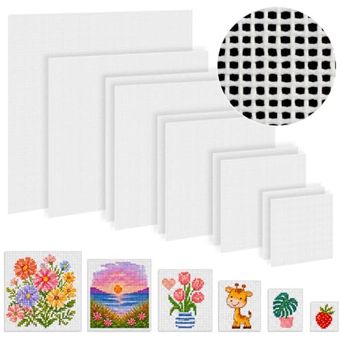 Knitgrip 10 Pcs 14 Mesh Needlepoint Canvas, 6 Square Sizes - size: 14 Mesh Square Size