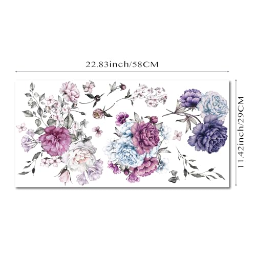 Floral Vintage Rub on Transfer for Furniture Large Flower UV DTF Transfer Sticker for Wood Glass Home Decor, Summer Peony - style: Summer Peony