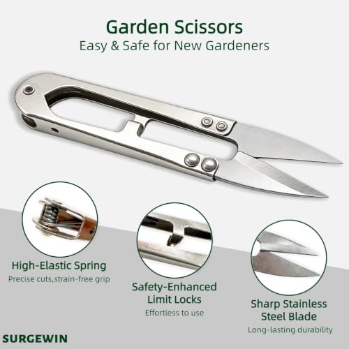 2-Pack Bonsai Pruning Shears, 4.1" Stainless Steel Spring-Loaded Precision Snips with Blade Covers for Buds, Herbs, Flowers, Sewing & Crafts