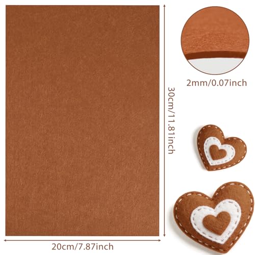 NEBURORA 12 Pcs 2mm Thick Stiff Felt Sheets for Crafts Sewing(Brown) - color: Brown