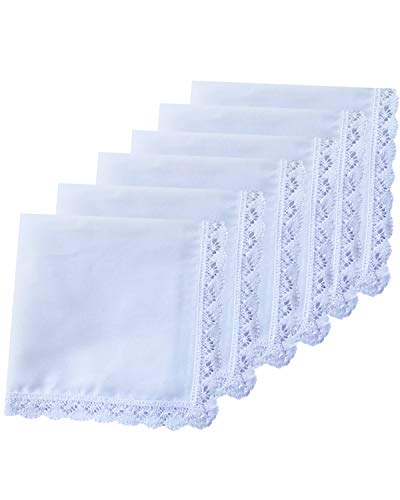 6 Pack of Ladies Embroidery Cotton Handkerchiefs Lace Wedding Hankies - color: A