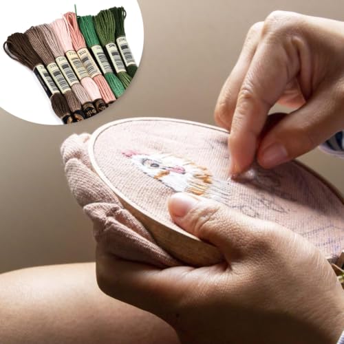 8 Skeins 70 Yards Green Embroidery Floss Thread for Hand Sewing - color: Brown Green, size: 70 Yards