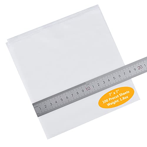 Simthread Fusible Iron-on Embroidery Backing Interfacing - 7" x 7", 100 Precut Sheets - color: White, size: 7" x 7" 100pcs