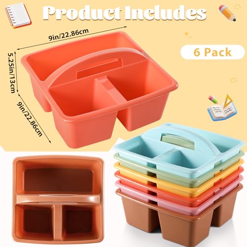 6 Pack Plastic Classroom Organizer Caddy with Handle, Boho - color: Boho