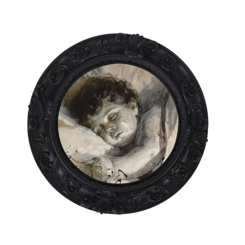 Vintage Small Picture Frame 4x4,Antique Ornate Round Photo Frame with Glass Front,Retro Home Decor Art Gallery (Black) - color: Black